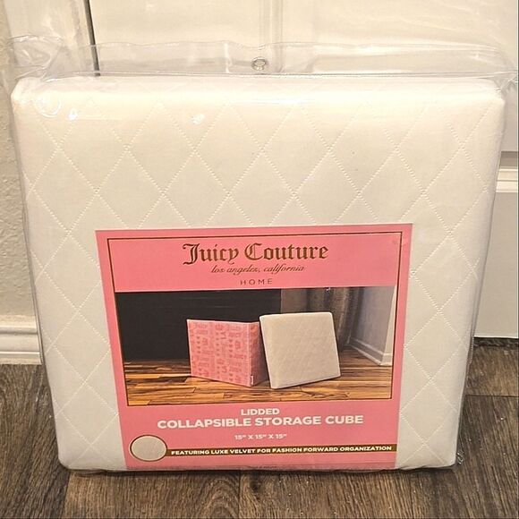 Juicy Couture Home Logo Crown Lidded Collapsible Storage Cube - Picture 9 of 9